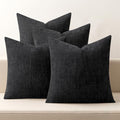 MIULEE Pack of 4 Fall Decorative Throw Pillow Covers 18x18 Inch Chenille Textured Throw Pillows Boho Farmhouse Rustic Cushion Covers Vintage Home Decor for Couch Sofa Bed Living Room，Black by MIULEE