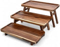Acacia Wood 3 Tier Serving Tray, Foldable Tiered Serving Tray Stand, Wooden Cupcake Stand & Charcuterie Board, Dessert Table Display for Parties, Birthday, Wedding & Entertaining by YALONG