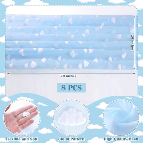 8 Pcs Blue Sky White Cloud Table Runner 29 x 70 in Cloud Decor - Image 2