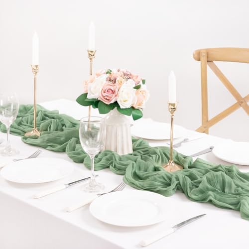 Sage Green Cheesecloth Table Runner Fall Table Decorations 10ft, 6 Pack - Image 4
