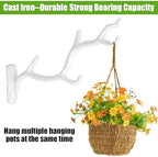 Blulu 2 Pcs Cast Iron Plant Hanger Wall Bracket Tree Branch, White - Image 3