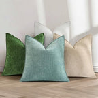decorUhome Chenille Moss Green Velvet Throw Pillow Covers 24x24 Set of 2 - Image 5