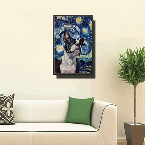 Metal Sign Vintage Tin Sign Boston Terrier Starry Night Terrier Charming in Night Sky for Home City Dwellings and Seasonal Celebrations Corrosion Resistant Aluminum 8×12 Inches with Metal Frame - Image 2