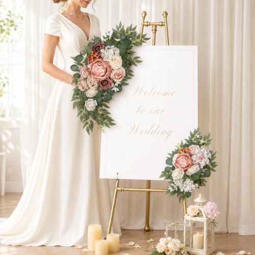 Artificial Wedding Arch Flowers Floral Swag Welcome Sign Ceremony Decor - Image 2