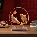Chinese New Year Rooster & Lychee Crystal Ornament with Double Koi Fish for Feng Shui Wealth, Home Decor and Good Luck Gifts for Housewarming - Image 6