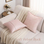 FUTEI Pack of 2 Chenille Soft Throw Pillow Covers 22x22 Inch, Pink - Image 5