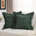 FUTEI Pack of 2 Chenille Throw Pillow Covers 26x26 Inch, Dark Green by FUTEI