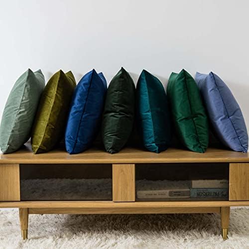 JUSPURBET 28x28 Euro Velvet Throw Pillow Covers Set of 2,Peacock Blue - Image 3