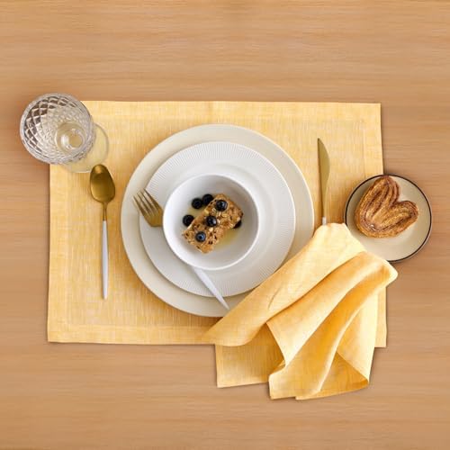 Solino Home 100% Pure Linen Napkins Mustard, Athena 20 x 20 in, Set of 4 - Image 2