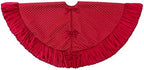 Glitzhome 48''D Burgundy Christmas Tree Skirt,Deluxe Burgundy Velvet Ruffled Xmas Tree Mat Skirt Decoration for Merry Christmas Holiday New Year Party - Image 5