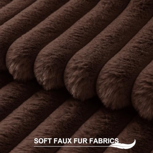 Pallene Faux Fur Decorative Throw Pillow Covers 24x24 Set of 2, Chocolate - Image 2