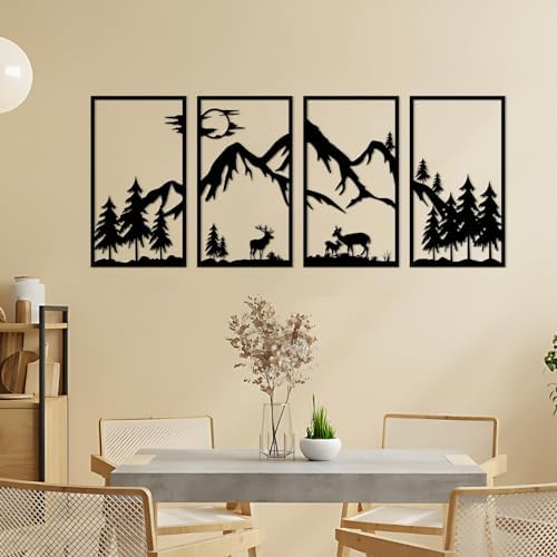 DUOOLN Metal Mountain Scene Wall Decor, Forest Line Drawing Art Sculpture - Image 5