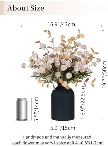 BLOSMON Fake Flowers Centerpieces for Tables, Beige Mums for Dining Room - Image 3