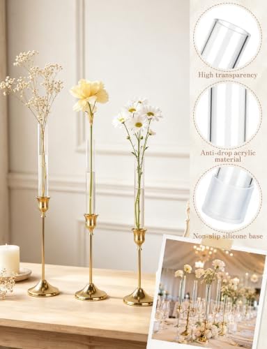 12 Pack 7.9” Acrylic Bud Vase Set for Taper Candlesticks Candles - Image 3