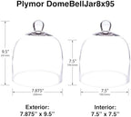 Plymor 7.875 inch x 9.5 inch Bell Jar Glass Display Dome Cloche (Interior Size 7.5" x 7.5") - Image 2