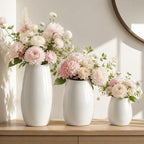 hjn Ceramic Vase Set of 3 White Flower Vase for Home Decor, Modern Decorative Vases for Flowers/Ideal Shelf Decor/Table/Living Room/Kitchen/Office-White by hjn