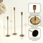 Perfnique Brass Candlestick Holders Set of 6 - Antique Gold Iron Candle Holders for Christmas, Birthday, Wedding, Party, Dining Table, Fireplace Mantel Decor (Gold) - Image 3