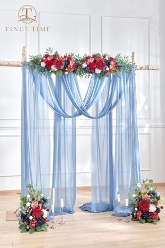 TINGE TIME Navy Blue Flower Garlands, 2 PCS Red Rose Artificial Arch Flowers, Handcraft Artificial Rose Arch Flowers for Wedding Arch Sweetheart Table Ceremony Backdrop Decorations for Home - Image 6
