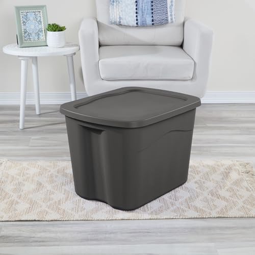 18 Gal Storage Bins 8-Pack, Plastic Totes with Snap-On Lids, Black - Image 4