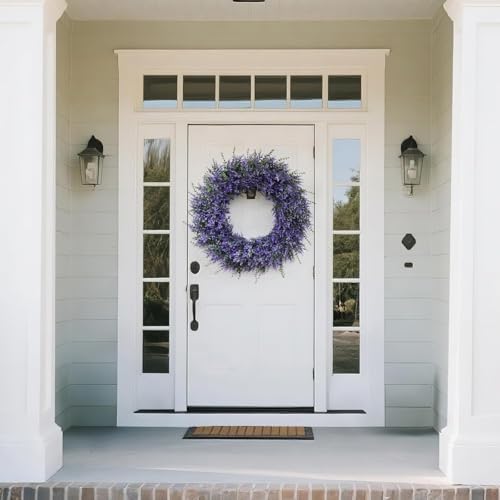 32" Artificial Lavender Eucalyptus Wreath for Front Door Decor(Purple) - Image 2