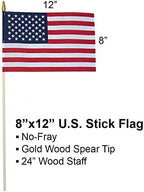 GIFTEXPRESS 24-Pack, Proudly MADE IN USA 8 x 12 Inch Spearhead Handheld American Flags on 24" Pole – Grave Marker USA Stick Flags - Image 4