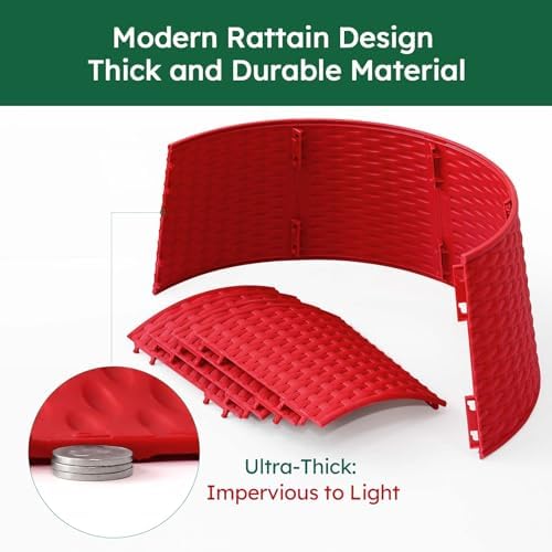 HarcoHome Christmas Tree Collar, 28.4" D Round Base Cover, Plastic Rattan Collar, Tree Ring for Artificial Trees, Tree Skirt for Artificial Xmas Tree Decorations (Extra Large, Red) - Image 3