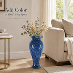 20in Tall Hand Blown Glass Vase Unique Ruffle Wide Mouth Vases, Elegant Modern Glass Flower Decorations Vase, Beautiful Colorful Vases for Home Living Room Bookshelves Wedding High End Centerpieces - Image 4