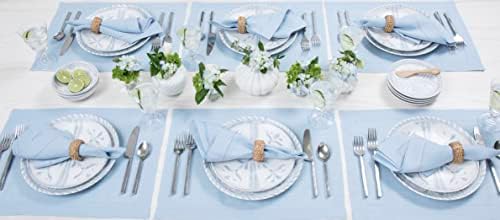 Solino Home 100% Pure Linen Woven Placemats Sky Blue, 14 x 19 in, Set of 4 - Image 3