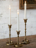 NUPTIO Cast Iron Taper Candle Holders, Set of 3 Antique Brass Candlesticks by Nuptio
