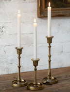 NUPTIO Cast Iron Taper Candle Holders, Set of 3 Antique Brass Candlesticks by Nuptio
