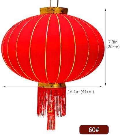 Silk Lantern Oriental, Round Red Lanterns, Large Silk Lantern with Golden Fu, Lunar New Year Decorations for Chinese New Year(Red,60# 2pcs) - Image 7