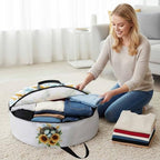 Easter Eggs Nest Round Storage Bag 24 Inch, Watercolor Green Egg Spring Sunflowers Floral Leaf Clothes Storage Container with Handles Heavy Duty Organizer for Comforter, Bedding & Holiday Wreaths - Image 3