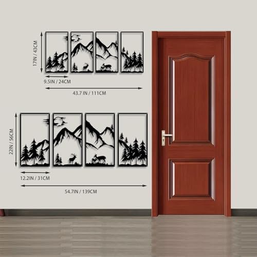DUOOLN Metal Mountain Scene Wall Decor, Forest Line Drawing Art Sculpture - Image 4