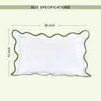 Ridhi White with Green Scalloped 100% Cotton Throw Pillow Covers 12x20 Inch - Image 5