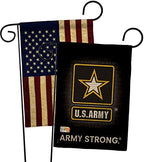 U.S. Army Burlap Garden Flag - Pack Armed Forces Rangers United State American Military Veteran Retire Official USA Vintage Applique - House Banner Small Yard Gift Double-Sided Imported 13 X 18.5 by Breeze+Decor