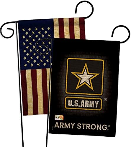 U.S. Army Burlap Garden Flag - Pack Armed Forces Rangers United State American Military Veteran Retire Official USA Vintage Applique - House Banner Small Yard Gift Double-Sided Imported 13 X 18.5 by Breeze+Decor