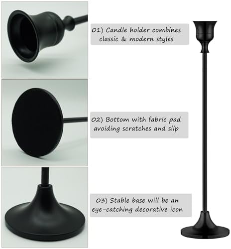 6X Black Candlestick Holders Taper Candle Holder Metal Candle Sticks Holder - Image 3