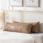 Fancy Homi Tan Boho Long Lumbar Faux Leather Body Decorative Throw Pillow Cover 14x40 Inch for Bedroom Couch Bed Sofa, Stylish Solid Rectangular Beige Pillowcase, Rustic Modern Farmhouse Room Decor - Image 5