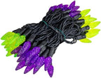 Novelty Lights 70 LED C6 Outdoor Halloween String Lights, Purple & Lime - Image 4