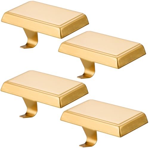 4 Pack Christmas Stocking Holders Ornament Hooks Mantel Weighted Stocking Hangers Metal Hanging Hooks Heavy Duty Stocking Holders Bases for Mantel Fireplace Party Decoration (Gold, 4) by FESTANLEE