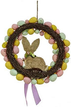 National Tree Company Artificial Hanging Wreath, Woven Branch Base, Decorated with Pastel Eggs, Ribbon, Bunny, Easter Collection, 16 Inches - Image 4