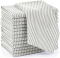 Mindsoft Set of 12 Green Striped Linen Cotton Cloth Napkins 18" x 18" by Mindsoft