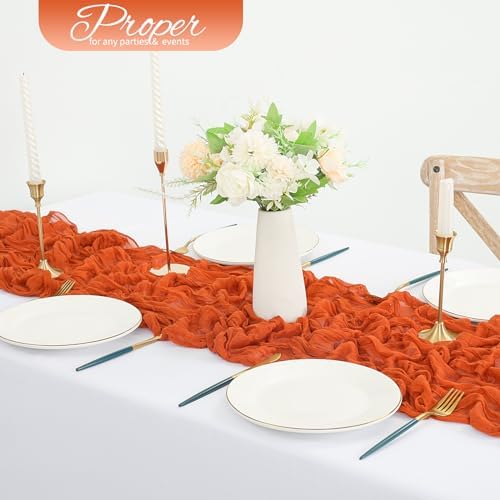 20 Pack Orange Cheesecloth Table Runner 120 Inch 10FT Rustic Boho Gauze Cheese Cloth Table Runner for Wedding Party Baby Shower Thanksgiving Christmas Decoration - Image 4