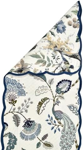 Peacock Vines Luxury Handcrafted Runner (Reversible) Cotton Quilted Fabric Machine Washable – Elegant Home Decor – 14 x 72 inches – Bloom Collection - Image 6