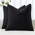 MIULEE Decorative Linen Euro Sham Pillow Covers 22x22 Inch Black by MIULEE