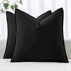 MIULEE Decorative Linen Euro Sham Pillow Covers 28x28 Inch Black by MIULEE