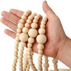 Fairysandy 49.2 ft Wood Bead Garland Rustic Christmas Farmhouse Decorations - Image 3
