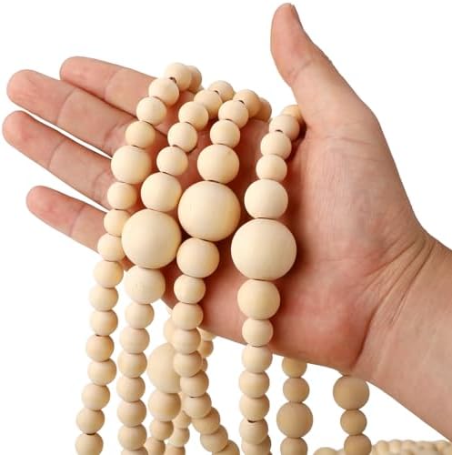 Fairysandy 49.2 ft Wood Bead Garland Rustic Christmas Farmhouse Decorations - Image 3