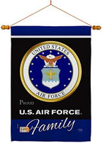 Air Force Proudly Family House Flag - Dowel Set Armed Forces USAF United State American Military Veteran Retire Official - Decoration Banner Small Garden Yard Gift Double-Sided Made In USA 28 X 40 by Breeze+Decor