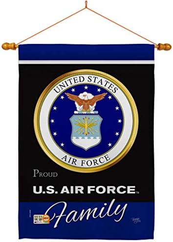 Air Force Proudly Family House Flag - Dowel Set Armed Forces USAF United State American Military Veteran Retire Official - Decoration Banner Small Garden Yard Gift Double-Sided Made In USA 28 X 40 by Breeze+Decor